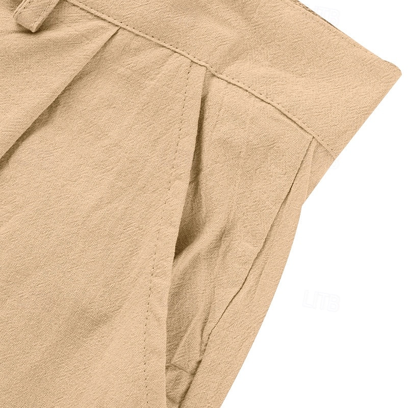 Men's Linen Pants Trousers Summer Pants Beach Pants Pocket Straight Leg Plain Comfort Breathable Vacation Daily Holiday Hawaiian Boho Black White 2025 - $25.99 –P6