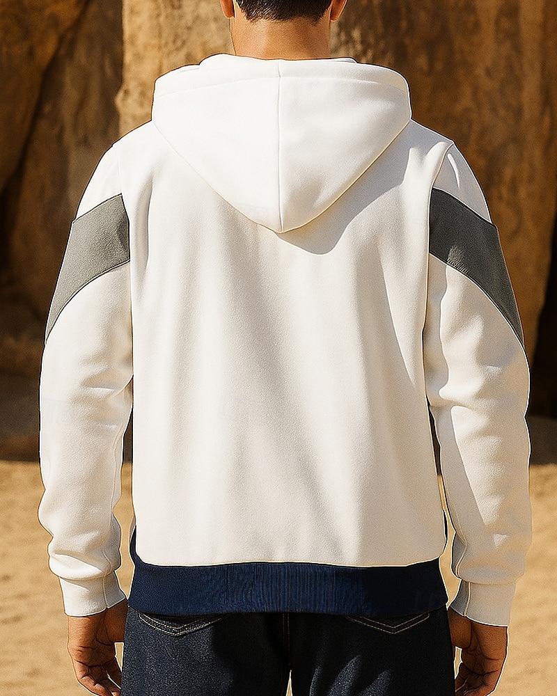 Herren Laufjacke Outdoorjacke Tasche Kordelzug Langarm Oberteil Athleisure Herbst Winddicht Wandern Laufen Sportbekleidung Sportkleidung Patchwork Weiß Rote Blau 2025 - $26.99 –P2