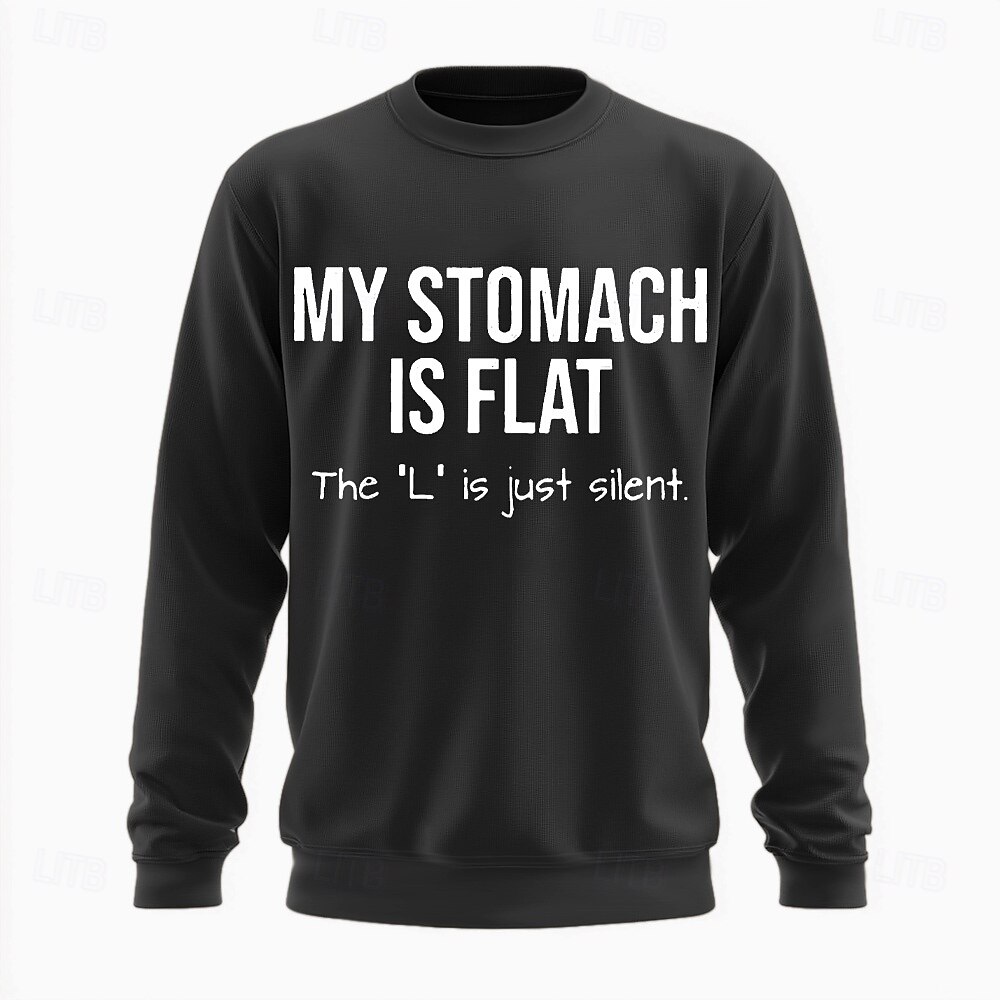 Herre Tekst Morsom Slang Genser Mote Daglig Langermet Crew-hals Svart Hvit Crewneck 3D Alle årstider Designer 2025 - $26.99 –P1