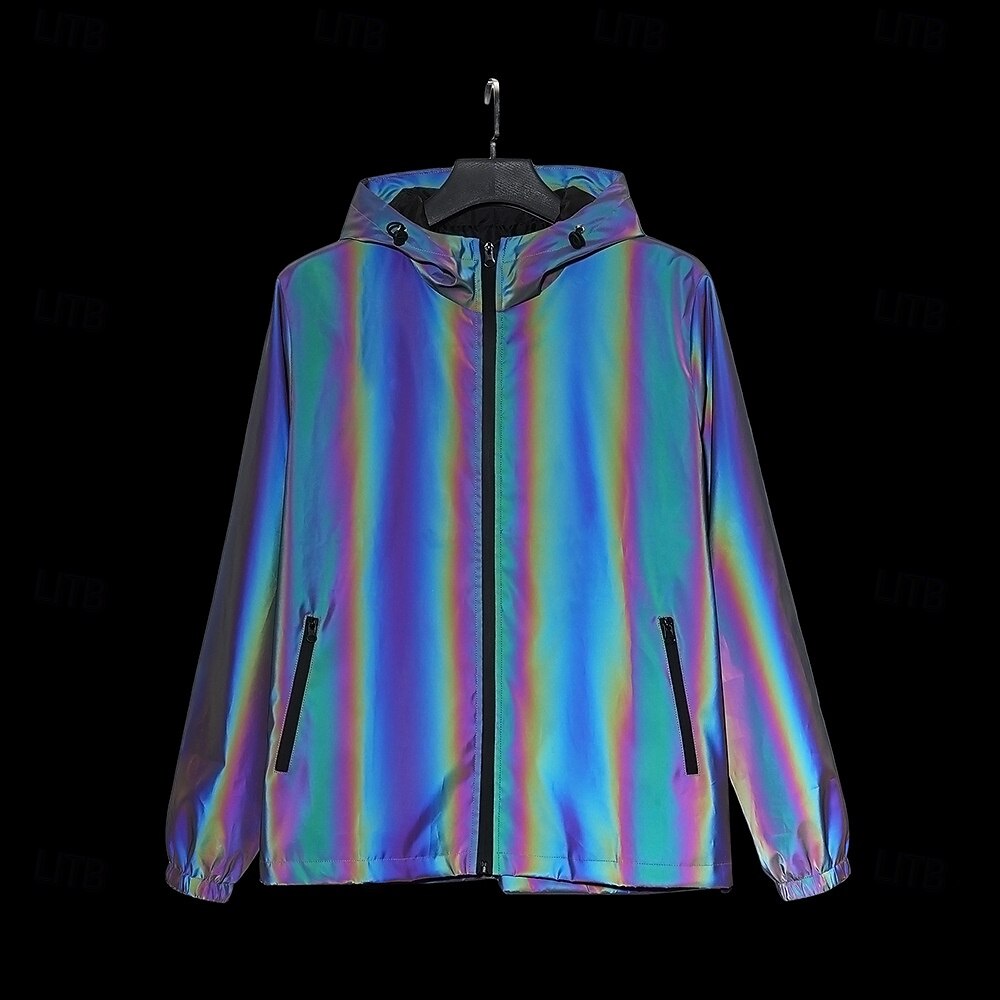 Pánské Reflexní bunda Sporty a outdoor Denní Reflexní Rüzgarlık Kapsy Kapuce Jaro & podzim Pevná barva Aktivní Módní Mikina Standardní Šedá Saka 2025 - $52.99 –P1