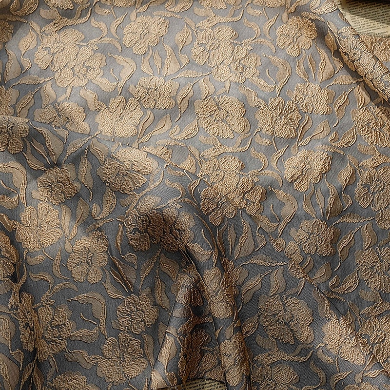 Jacquard Brocade Floral A-Line Cocktail Dresses Elegant Dress Formal Wedding Floor Length Long Sleeve Shirt Collar Detachable Nylon 2025 - $149.99 –P3