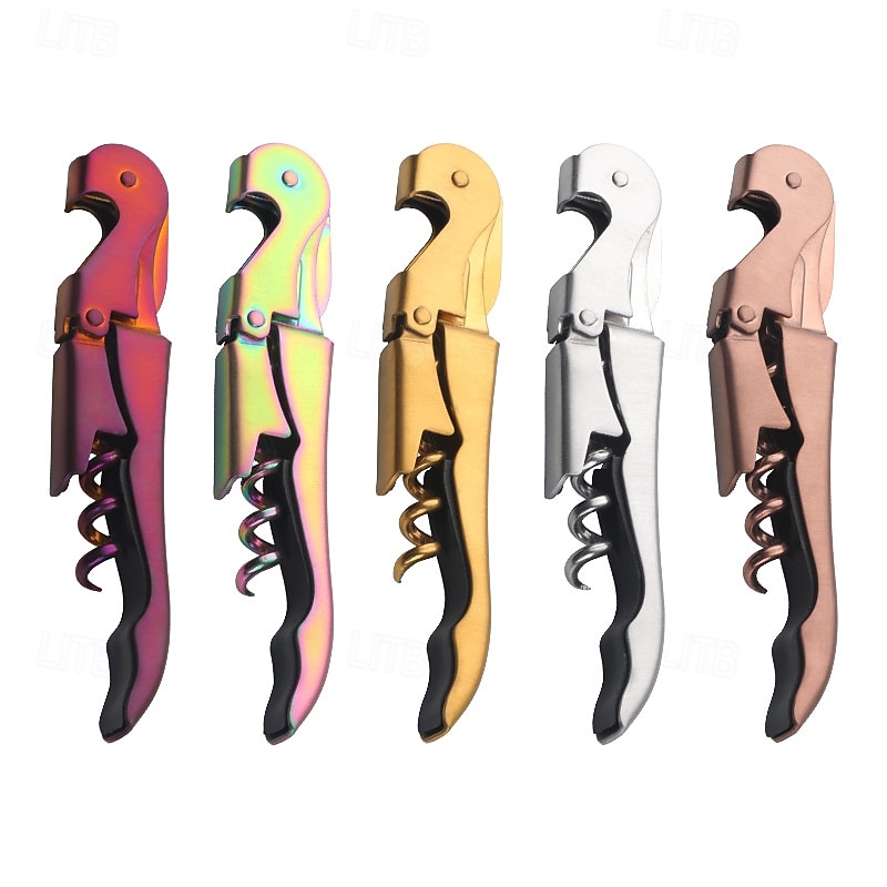 Stainless Steel Wine Bottle Opener Corkscrew, 3-in-1 Waiter's Corkscrew with Foil Cutter, Beer Bottle and Can Opener 2025 - $10.99 –P2