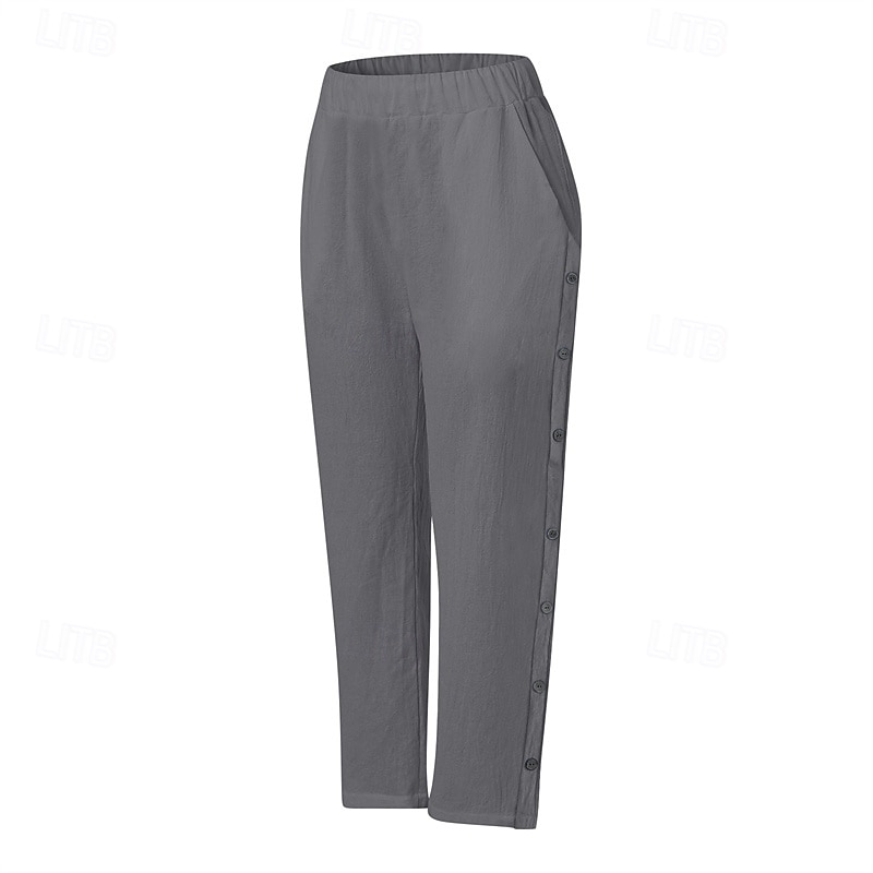 Damen Hose aus Baumwollleinen Abgeschnittene Hose Mode Lässig Knöchellang Mittlere Taille Einfach Elastischer Bund Atmungsaktiv Bequem Straße Alltagskleidung Ausgehen Schwarz Weiß Marineblau 2025 - $25.99 –P12