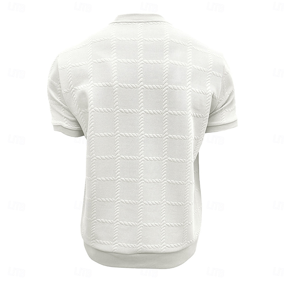 Hombre Camiseta de gofre Camiseta Tee Camisa manga corta Manga Corta Cuello Barco Verano Todas las Temporadas Plano Moda Design Básico Jacquard Casual Vacaciones Calle Blanco Camiseta superior para 2026 - $20.99 –P3