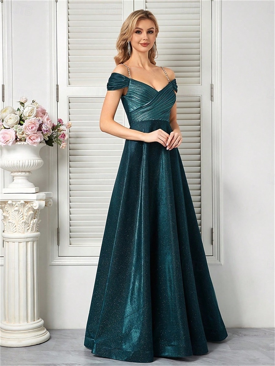 A-Line Quinceanera Dresses Elegant Dress Formal Wedding Floor Length Sleeveless Spaghetti Strap Polyester V Back with Pleats 2025 2025 - $109.99 –P4