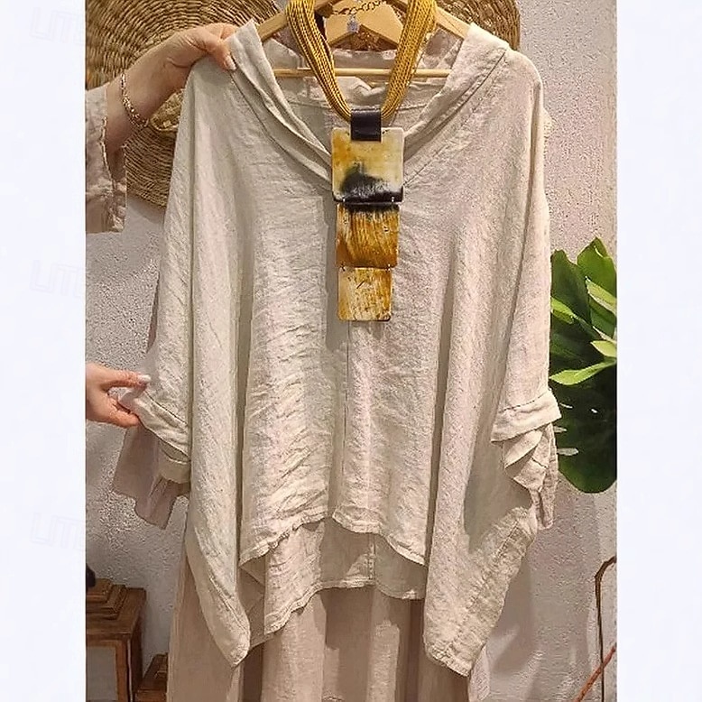 Per donna Blusa Tinta unica Elegante Casual Mezza Manica Scollo a V Top Regolari Quotidiano Ferie Nero Bianco Giallo Blu marino Arancione Estate Autunno del 2025 a $32.99 –P2