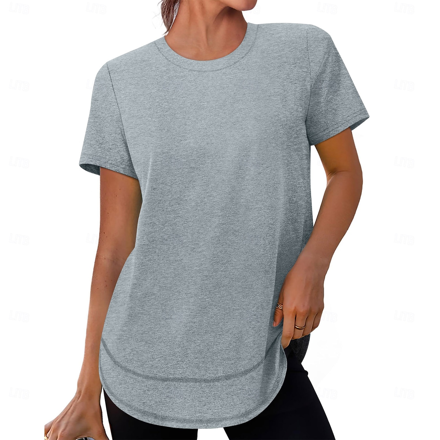 Dames T-shirt Zomer tops Vintage Klassiek Casual Korte mouw Strakke ronde hals Normale tops Dagelijks Sport Uitgaan blauw Zwart Wit Lichtgroen Grijs Zomer 2026 - $21.99 –P2