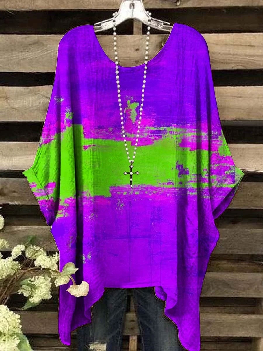 Per donna Blusa Grafico Blocco di colori Vintage Quotidiano Elegante Manica Corta Manica a pipistrello Girocollo Top Regolari Quotidiano Ferie Abbigliamento mare Blu Rosso Viola Arancione Estate del 2026 a $26.99 –P3