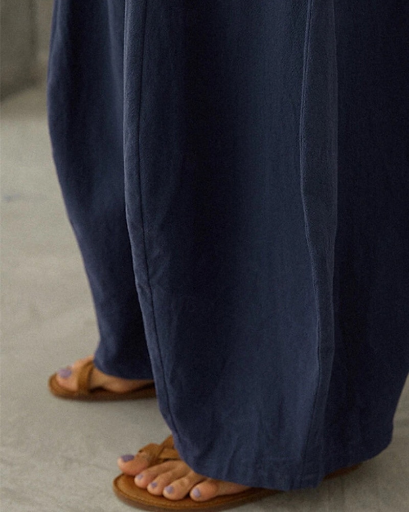 Femmes Pantalon en coton et lin Culottes Jambe Large Jambe large Mode Occasionnel Longueur complète Taille Moyenne Uni Taille Élastique Respirant Confortable Micro-Élastique Rue Tenue quotidienne de 2025 ? $25.99 –P6
