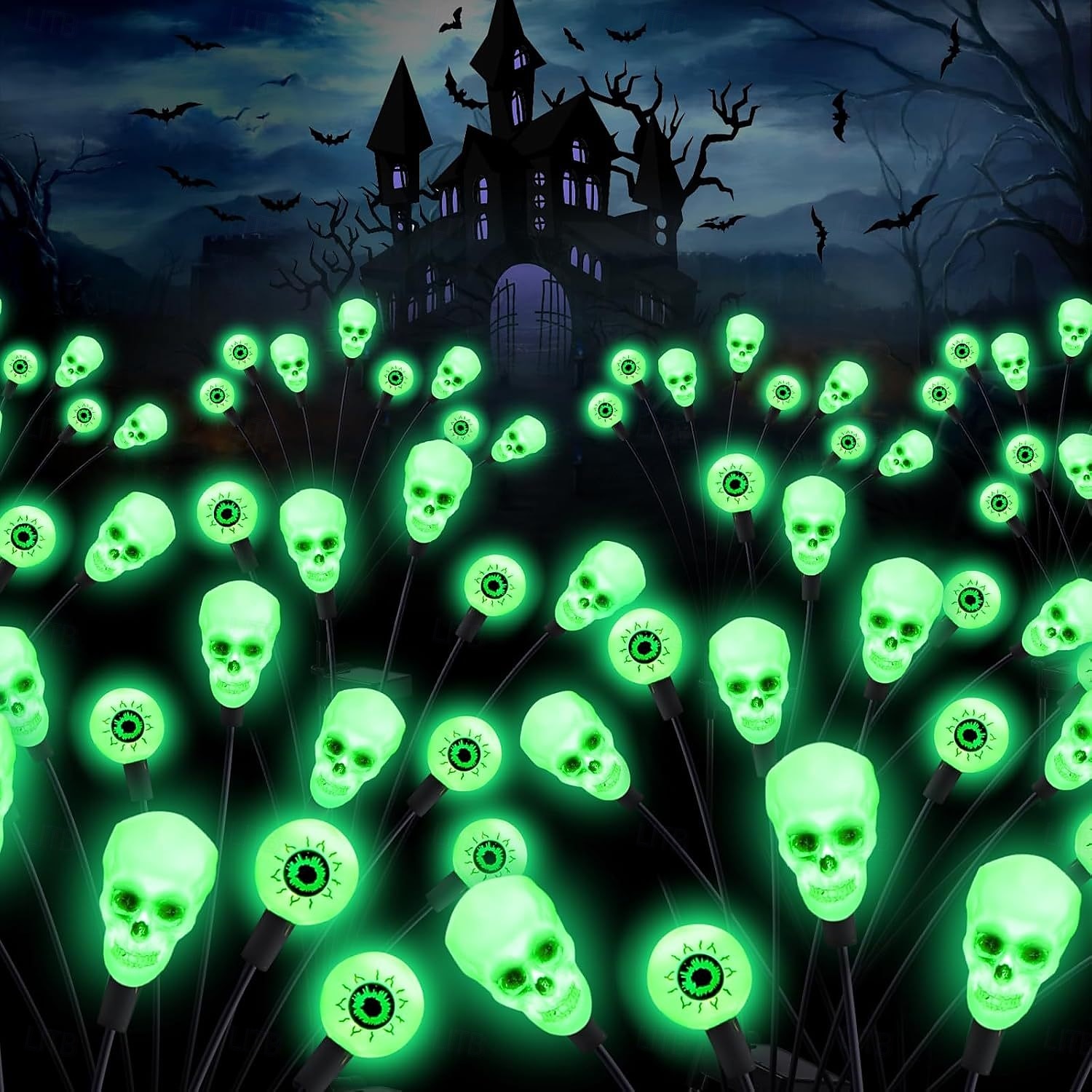1 Pc Outdoor Solar Firefly Lights Halloween 8-Head Skull Eye Insertion Lamp Courtyard Garden Party Horror and Weird Festival Atmosphere Decorative Lights 2025 - $11.49 –P1