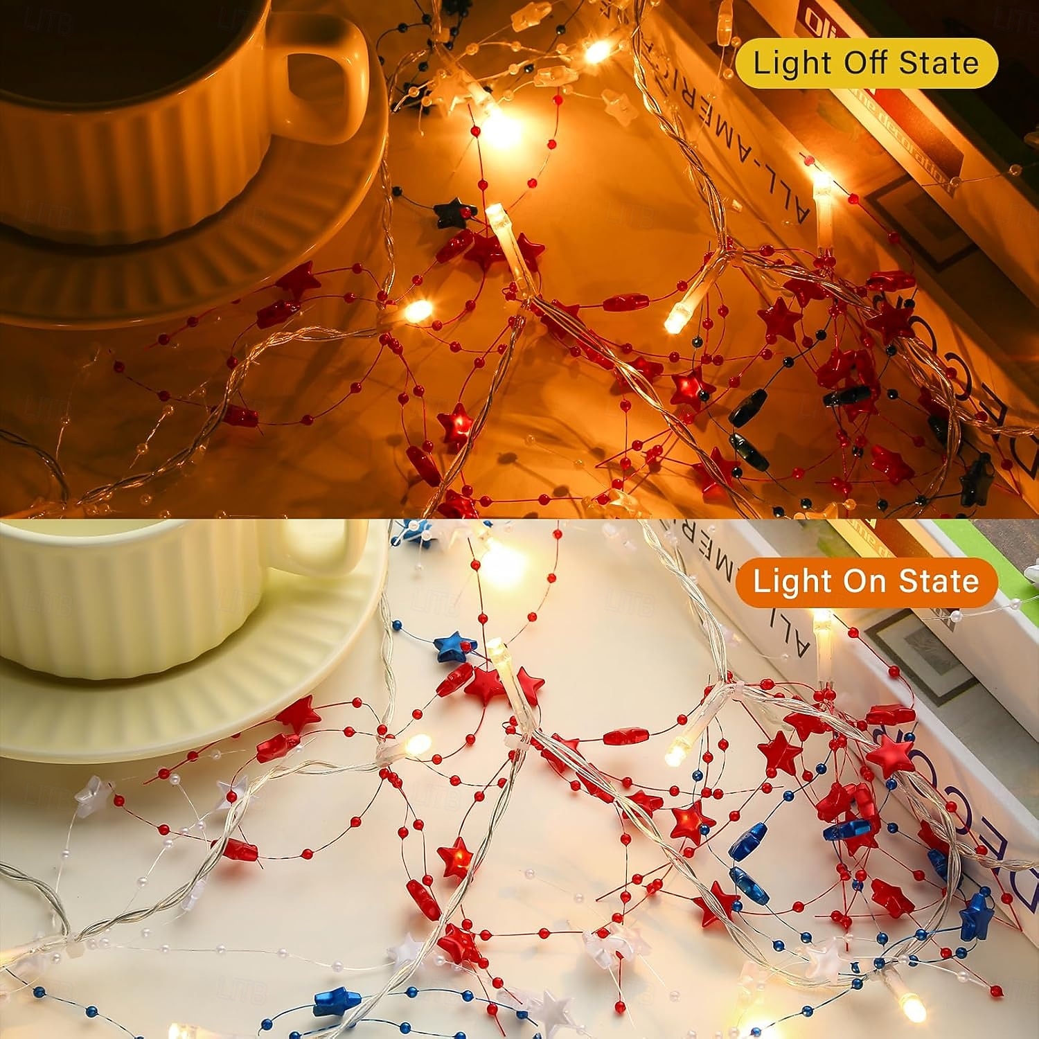 1 Pc Patriotic 3M-30 LED Bead for 4th of July Independence Day 250th Anniversary Memorial Day Red, White, Blue Star Decorative Light String Indoor Party Theme Decorative Light AAA Battery Box 2026 - $12.99 –P12