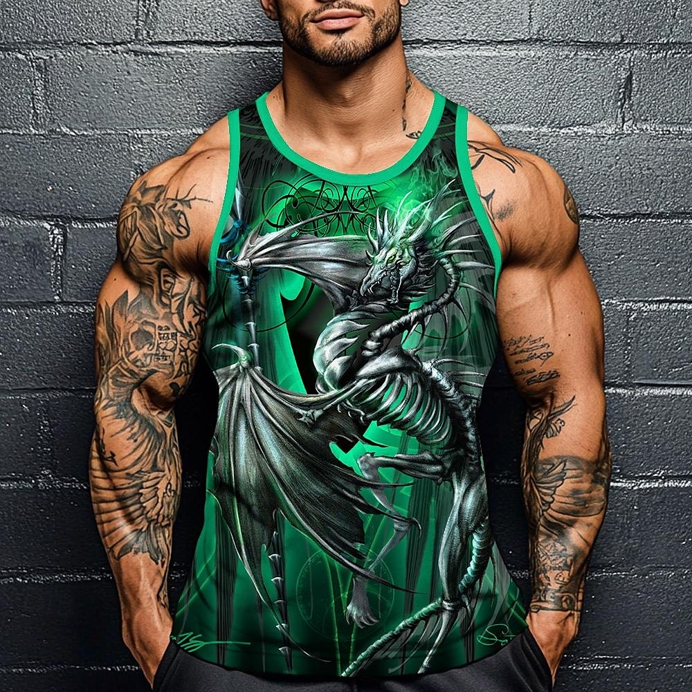Herren Drache Weste Unterhemd Ärmellos T-Shirt 3D-Druck Rundhalsausschnitt Hemd Mode Übertrieben Straße Lässig Täglich Rote Blau Purpur Sommer Frühling Bekleidung S M L XL XXL XXXL 2025 - $15.99 –P7