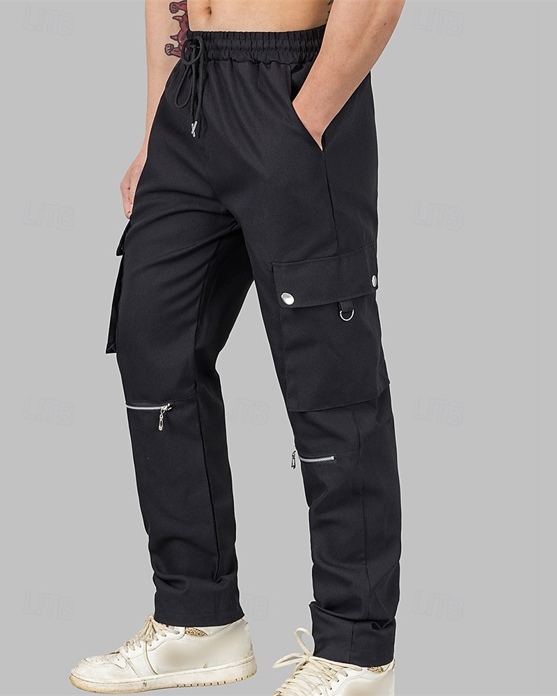 Men's Cargo Pants Trousers Drawstring Elastic Waist Multi Pocket Plain Wearable Outdoor Daily Camping & Hiking Fashion Classic Black Brown 2025 - $20.99 –P3