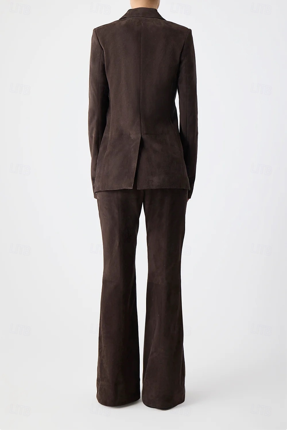 Combinaison deux pièces / tailleur-pantalon en faux daim pour mère de la mariée, ensemble blazer élégant, vintage, simple, col en V, revers en pointe, détails de couture, longueur au sol, extensible, de 2025 ? $189.99 –P4