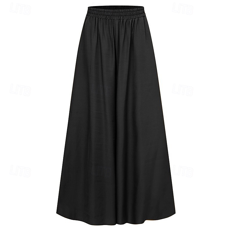 Per donna Gamba larga Pantaloni Eleganti Streetwear Casual Lunghezza intera Naturale Semplice Elastico in vita Comodo All'aperto All'aperto Abbigliamento casual alla moda Cammello Nero Blu Autunno del 2025 a $16.99 –P3