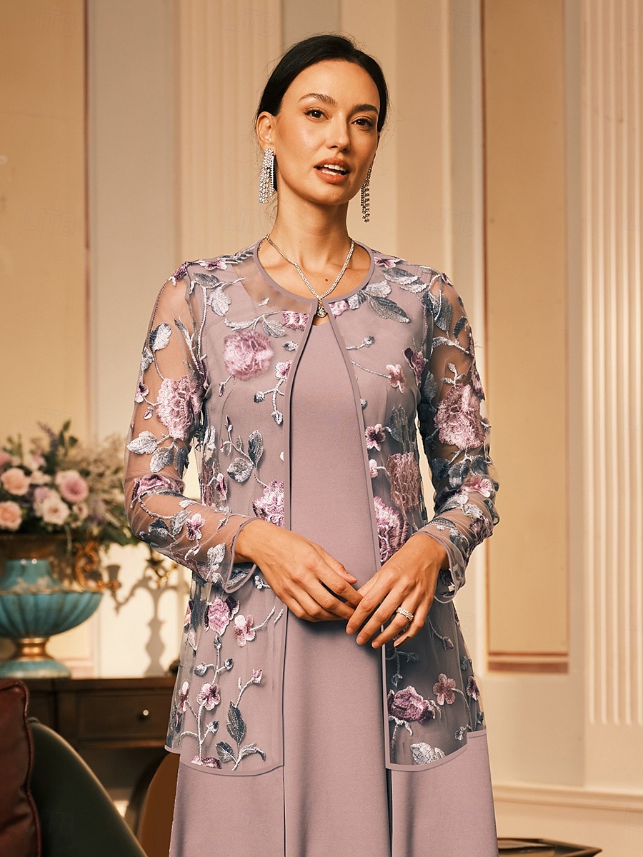 Damen Strickjacke Spitze bestickt elegant floral formell normal Rundhalsausschnitt lockere Passform Langarm Oberbekleidung grau rosa Sommer Frühling 2025 - $49.99 –P2