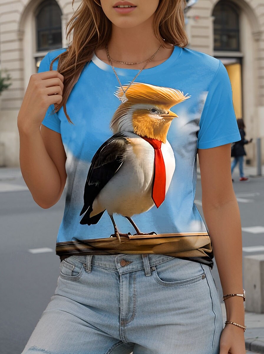 Pentru femei Tricou Grafic Animal Pasăre Epocă Stilat Clasic Manșon scurt Stil Nautic Topuri obișnuite Zilnic Sfârșit de săptămână Imprimeu Albastru piscină Vară Primăvară 2025 - $19.99 –P2