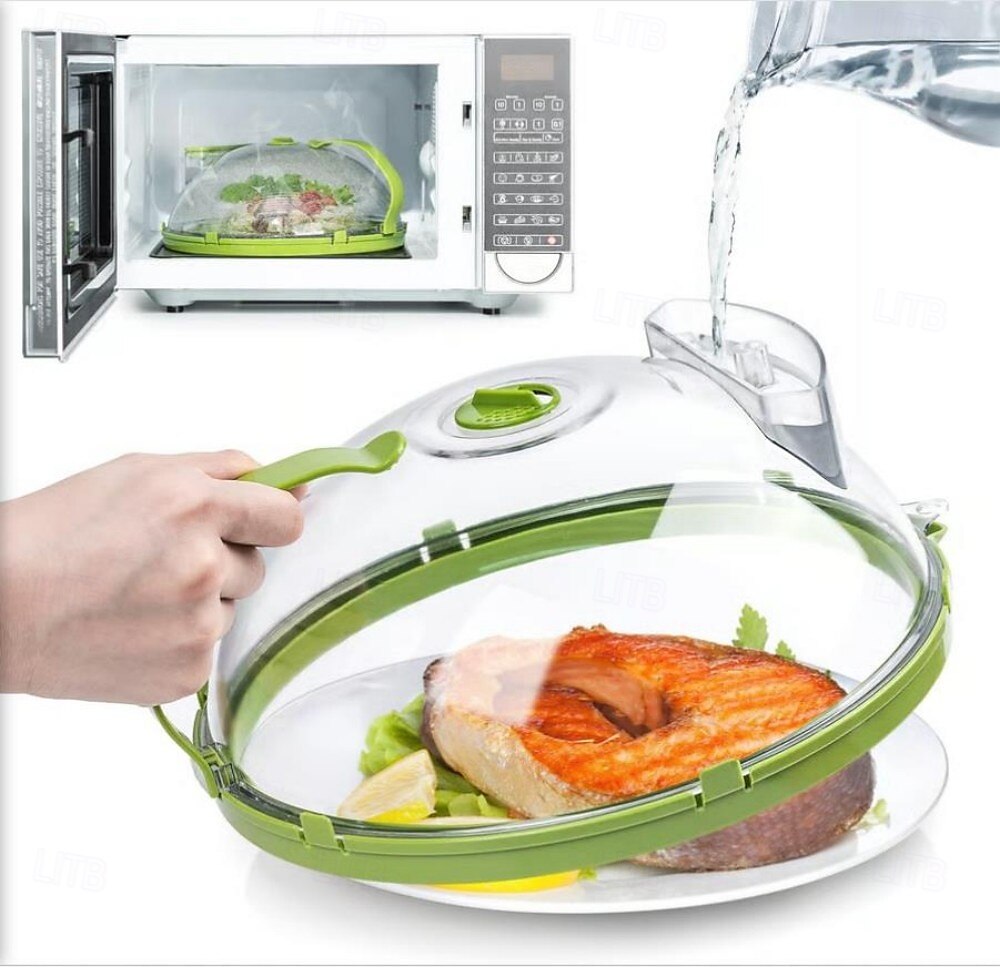 Couvercle pour micro-ondes pour aliments, couvercle à vapeur résistant aux hautes températures avec conception à injection d'eau, protection anti-éclaboussures retenant l'humidité pour le chauffage et de 2025 ? $19.99 –P1