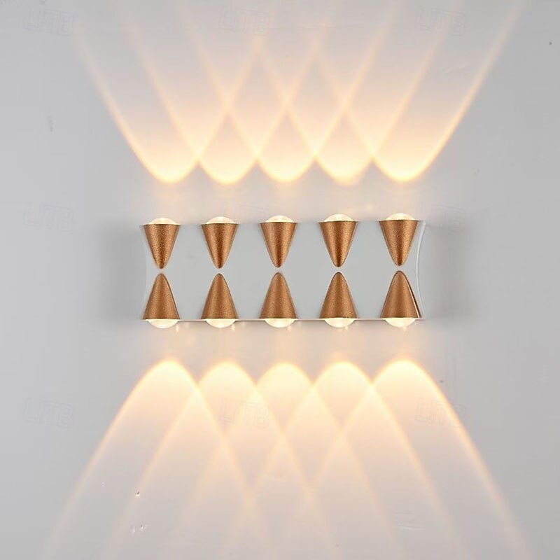 Lampada da parete a LED per esterni 10W, illuminazione up/down, per interni, 4/6/8/10 teste, curva, impermeabile, IP65, lampada da camera da letto moderna, luce bianca calda, AC85-265V del 2025 a $46.99 –P1