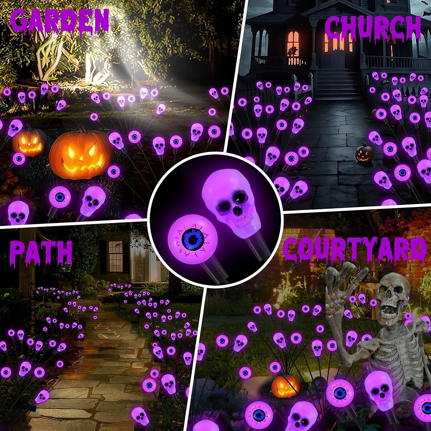 1 Pc Outdoor Solar Firefly Lights Halloween 8-Head Skull Eye Insertion Lamp Courtyard Garden Party Horror and Weird Festival Atmosphere Decorative Lights 2025 - $11.49 –P8