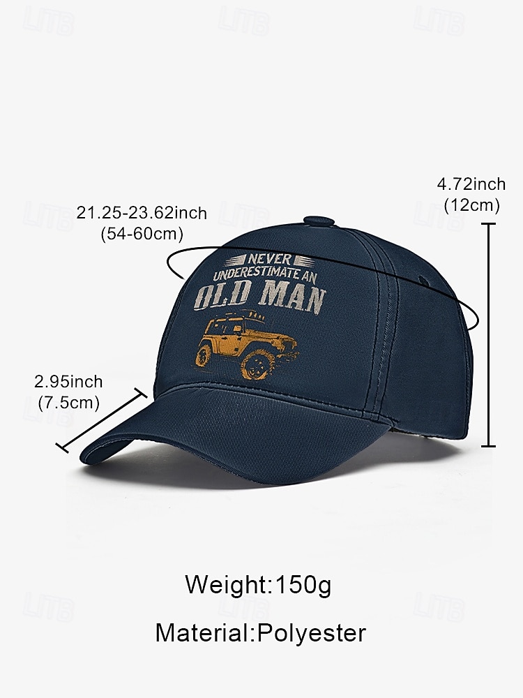 Vintage baseballpet voor heren met 'never assuming an old man' jeepprint – verstelbare katoenen dad hat voor buiten, autorijden en casual wear 2026 - $18.99 –P9