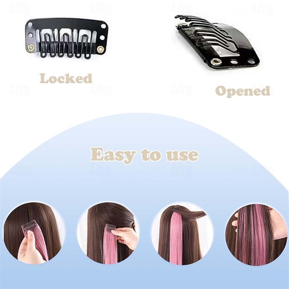 цветные накладные волосы на заколках 12 прядей блондинка 2026 - $19.49 –P2