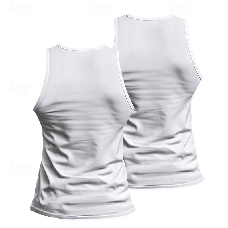 Men's Tank Top Vest Top Undershirt Sleeveless Shirt Sleeveless Crew Neck Summer Plain Fashion Designer Basic 2 Piece Vacation Street Going out Black White Black+White Top Tee for Men 2025 - $16.99 –P10