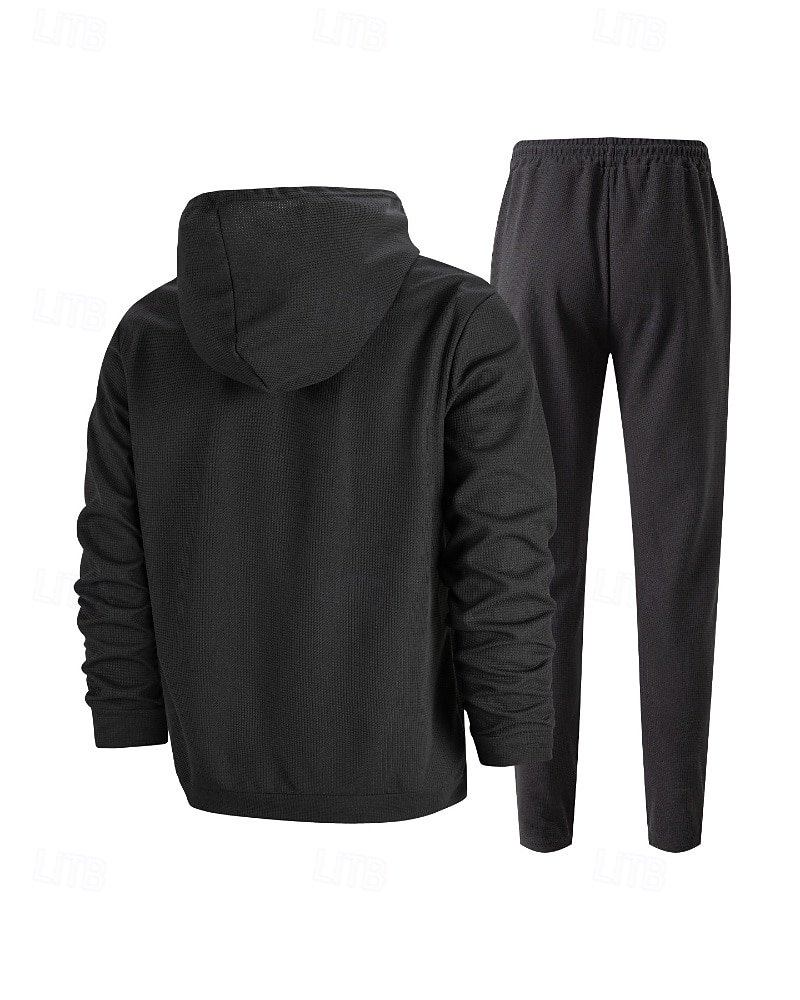 Муж. Спортивный костюм Штаны Спортивные штаны Карман на молнии Однотонный Наборы одежды Осень Черный Белый Тренажерный зал Одежда для спорта и отдыха Бег С защитой от ветра Длинный рукав Спорт 2026 - $34.99 –P9