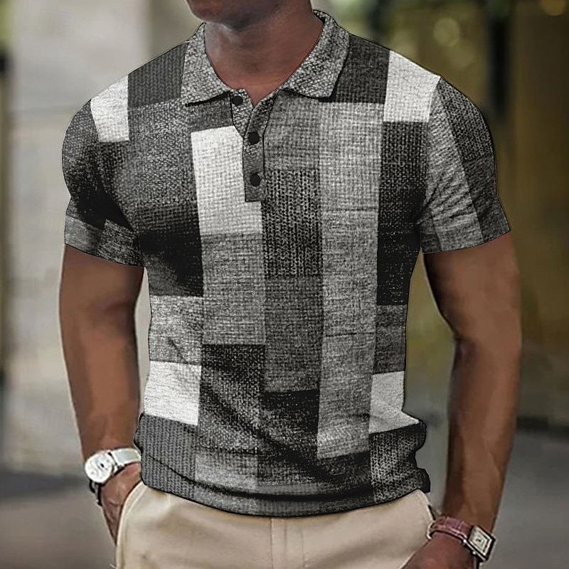 Per uomo Plaid Magliette Polo a Nido d'Ape Maglia da golf Manica Corta Magliette polo Camicie con Colletto Vintage Casual Abbigliamento da vacanza Abbigliamento Formale Abbigliamento da festa Stampa del 2026 a $23.99 –P19