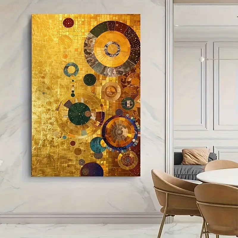 Grande tela abstrata de arte de parede em círculo dourado sem moldura - pintura geométrica moderna dourada, azul, verde e multicolorida para decoração de sala de estar e quarto de 2026 por $11.49 –P4
