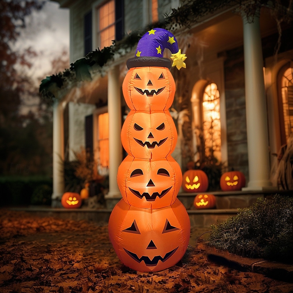 1 Pc 2.4M Halloween Inflatable Pumpkin Luminous Strip Lamp Air Model Courtyard Garden Lawn Path Halloween Party Atmosphere Decorative Lights 2025 - $81.99 –P15