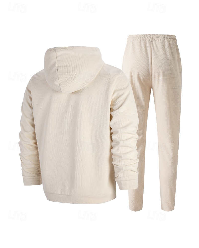 Муж. Спортивный костюм Штаны Спортивные штаны Карман на молнии Однотонный Наборы одежды Осень Черный Белый Тренажерный зал Одежда для спорта и отдыха Бег С защитой от ветра Длинный рукав Спорт 2026 - $34.99 –P6