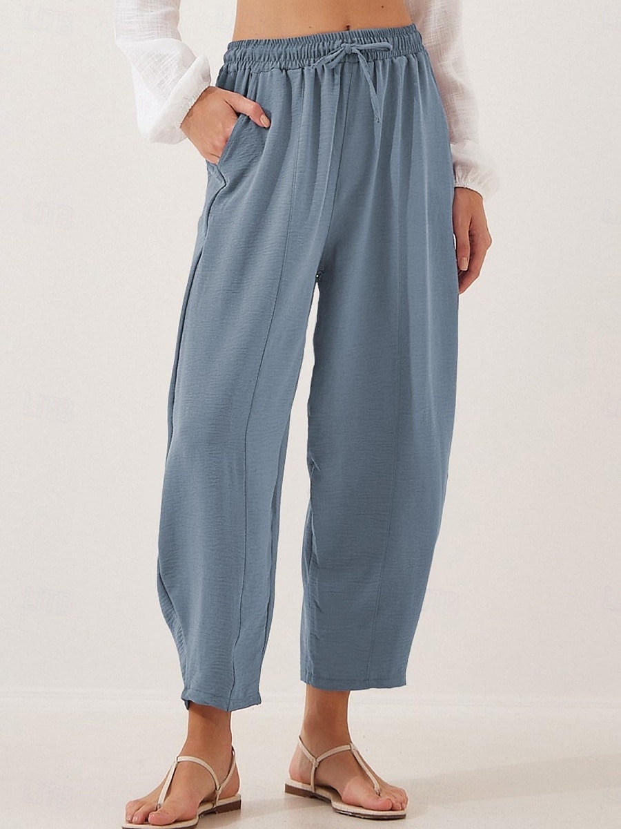 Per donna Chinos Moda Streetwear Essenziale Lunghezza intera Vita Alta Semplice Tasca Fascia Elastica Comodo Morbido Confortevole Micro-elastico All'aperto Streetwear Blu Marrone Cachi Azzurro chiaro del 2025 a $22.99 –P9