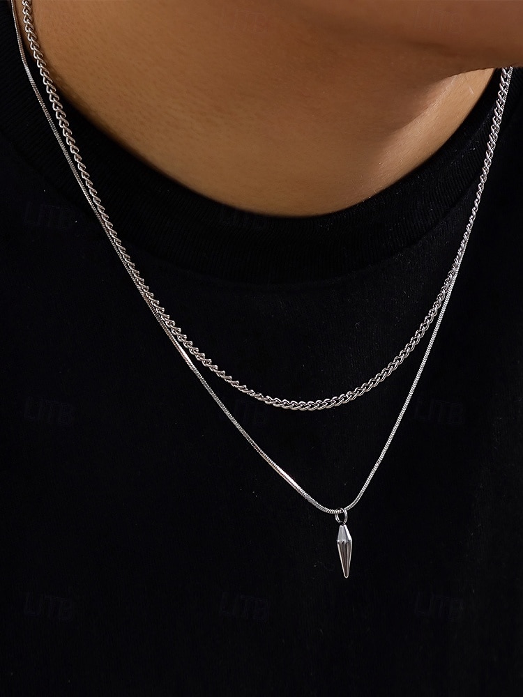 Pánský pozlacený dvouvrstvý přívěsek – minimalistický kubánský řetízek a přívěsek ve tvaru kulky pro streetwear, večírky i každodenní outfity 2025 - $11.99 –P2