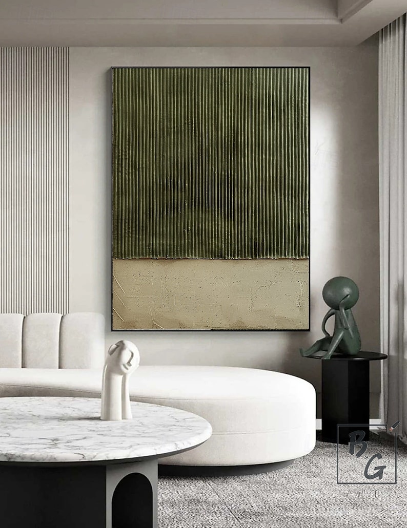 Handmade Oil Painting Canvas Wall Art Decoration Wabi-Sabi Style Retro Green Texture Abstract for Home Decor Stretched Frame Hanging Painting/Rolled Frameless Unstretched Painting 2025 - $83.99 –P7