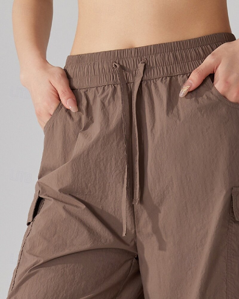 Damen Cargohosen Wanderhosen Gerade geschnittene Hose Außen Normale Passform Wasserdicht Sonnenschutz Winddicht Schnelltrocknend Unterteile Kordelzug Leicht Schwarz Khaki Camping / Wandern 2025 - $27.99 –P5