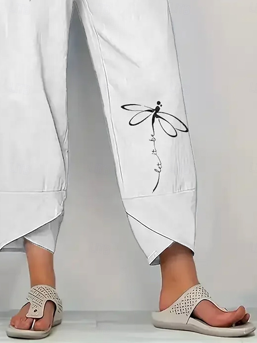 Per donna Chinos Pantaloni Larghi Vacanza Vintage Stile Etnico Lunghezza alla caviglia Vita Alta Grafico Coulisse Patchwork Ricamato Traspirante Micro-elastico Casuale Quotidiano Vacanza Bianco Cachi del 2026 a $24.99 –P6