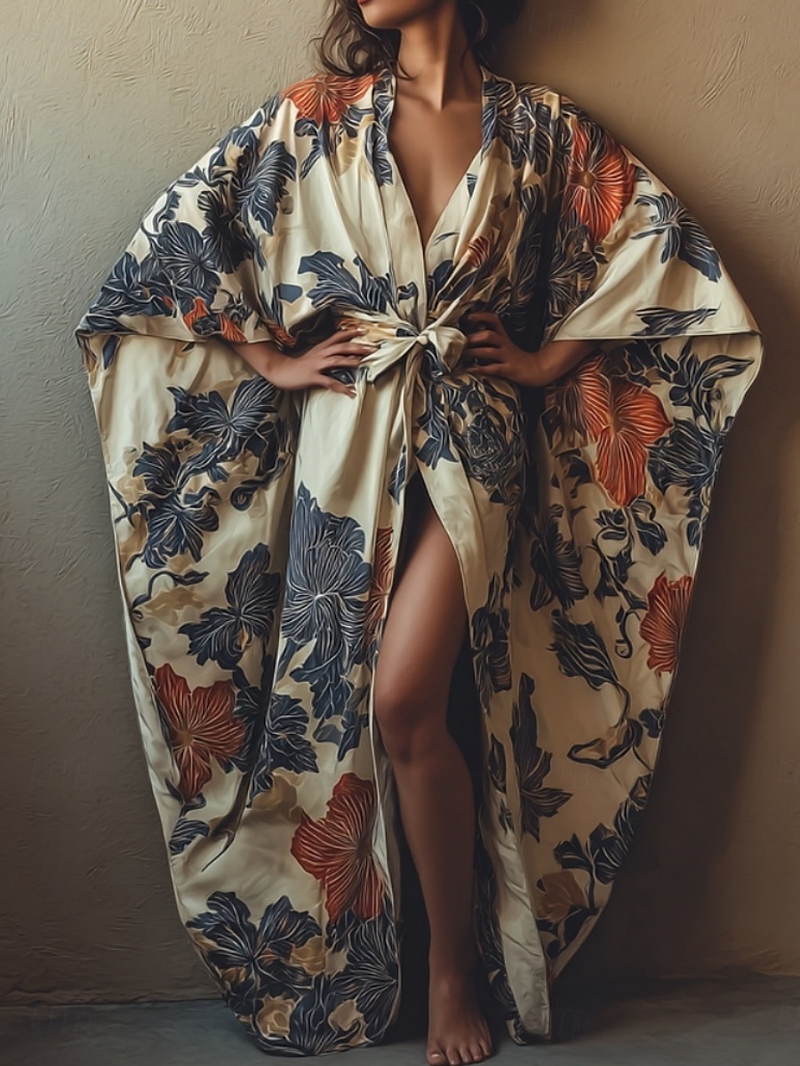 Femmes Robe Longue Maxi Robe Robe Décontractée Robe évasée Robe d'été Mode Moderne Quotidien Fête Plage Coupe régulière Fleuri manche longue Col en V Vin bleu marine Bleu Violet Été Printemps de 2025 ? $24.99 –P3