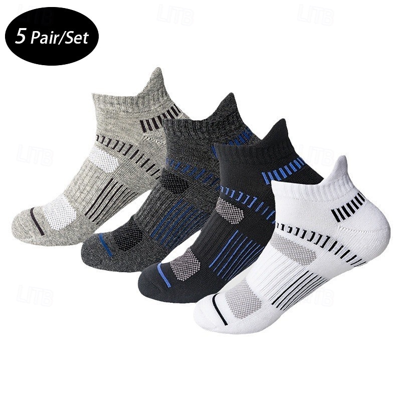 Herr 5 par Multipack Socka Löparstrumpor Vardagliga strumpor Svart Vit Färg Rand Semester Sport & Utomhus Dagligen Grundläggande Medium Vår Höst Mode Ledigt 2025 - $6.49 –P1