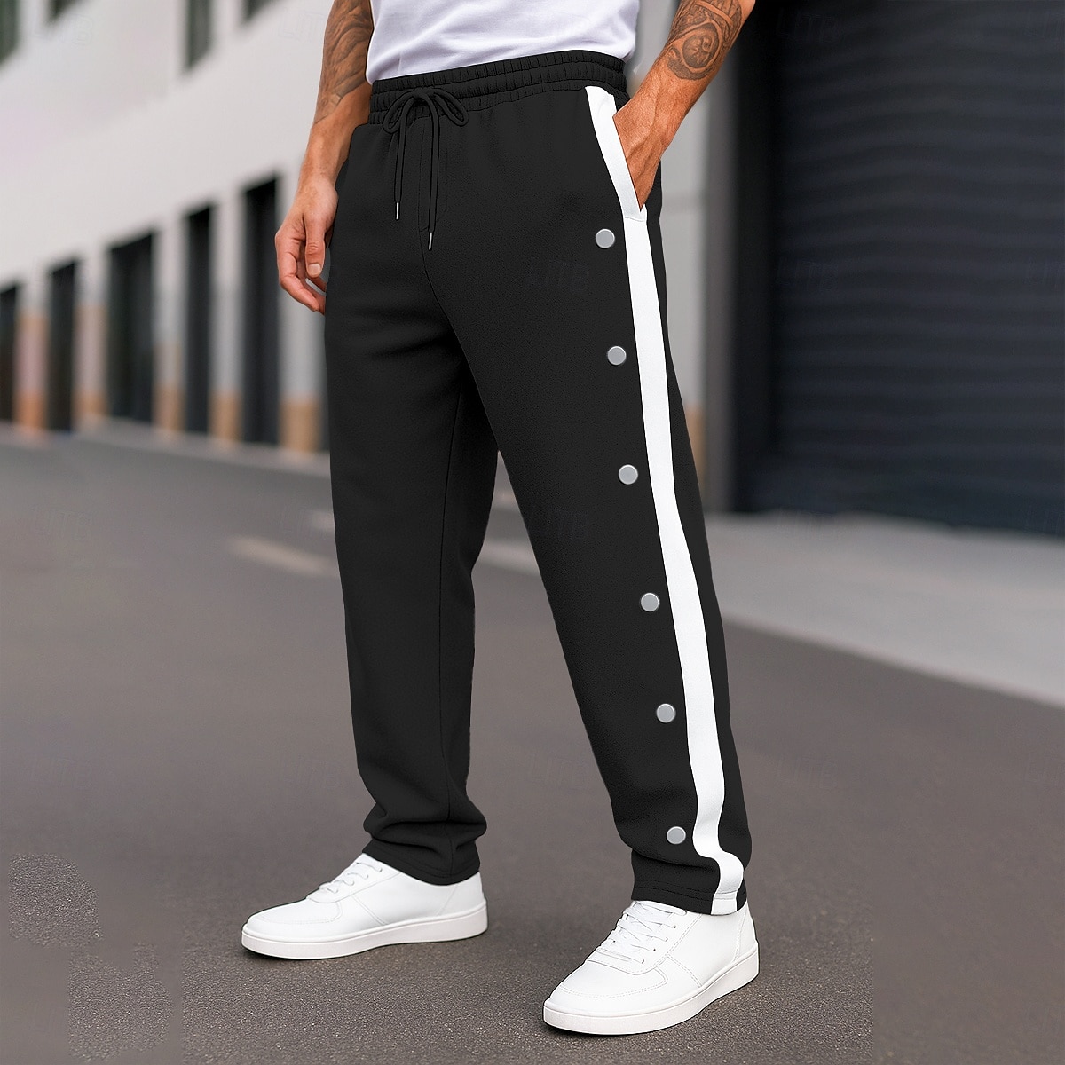 Herren Jogginghose Jogginghose mit weitem Bein Hose Trainingshose Gerade geschnittene Sweatpants Kordelzug Elastischer Bund Seitenknopf Einfach Komfort Atmungsaktiv Volle Länge Outdoor Täglich 2025 - $21.99 –P1