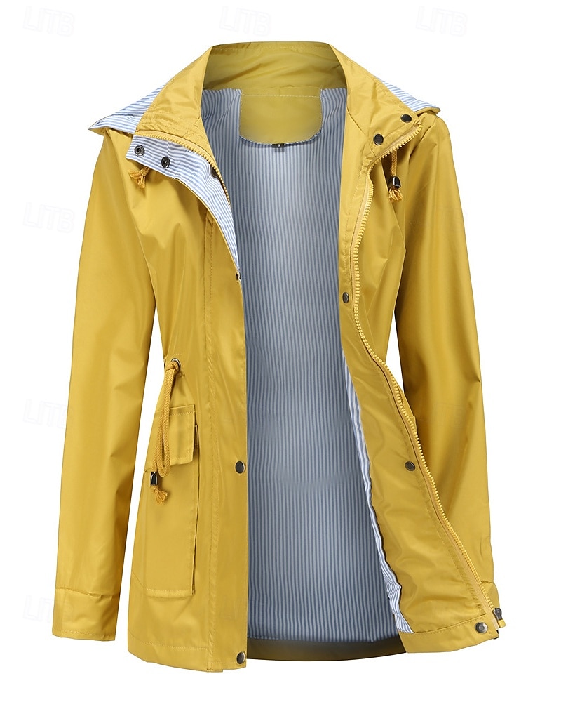 Dam Trenchcoat Håller värmen Bekväm Dragkedja Ficka Mode Utomhus Slät Utekväll Helgen Dragkedja Normal Huva Normal Långärmad Ytterkläder Svart Gul Vin Höst Vinter 2025 - $38.99 –P15