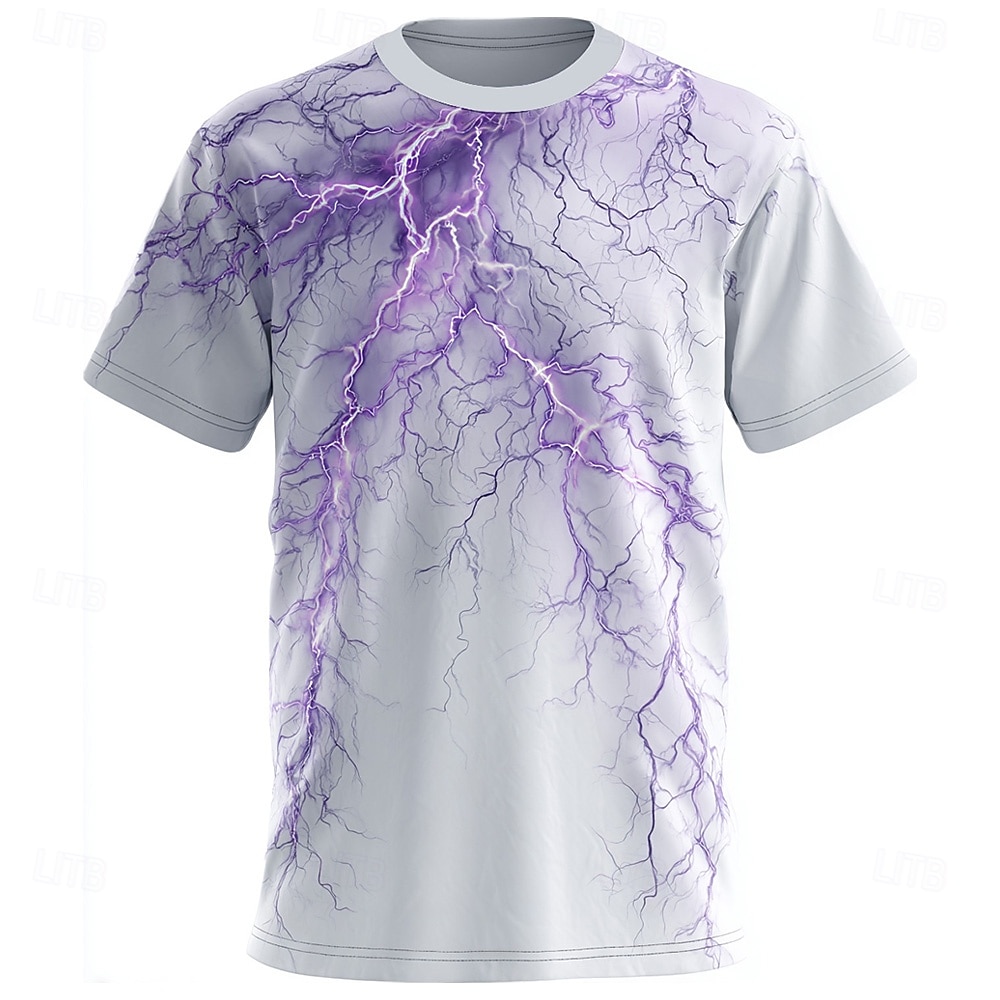 Halloween Herren Optische Täuschung Blitz 3D T Shirt Kurzarm T-Shirt 3D-Druck Rundhalsausschnitt Hemd Übertrieben Designer Party Straße Lässig Dunkelviolett Weiß 1 Weiß Sommer Frühling Ganzjahres 2025 - $17.99 –P2