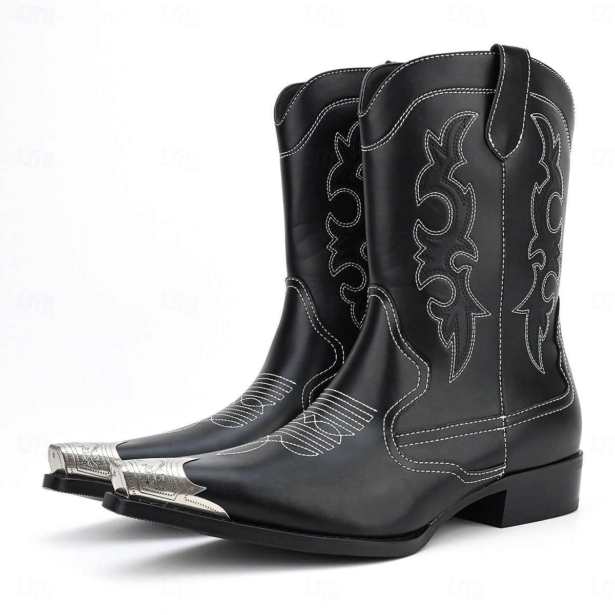 Homme Bottes Bottes de Cowboy Marche ancien Occasionnel Microfibre Chaud Confortable Antidérapant Mocassin Noir de 2025 ? $84.99 –P6