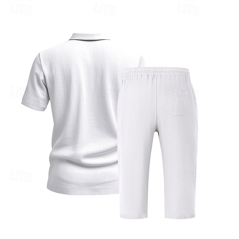 Men's Polo Shirts Golf Shirt Outdoor Daily Wear Lapel Short Sleeve Fashion Hawaiian Plain 2 Piece Summer Regular Fit Black White Navy Blue Khaki Army Green Light Sky Blue Polo Shirts 2026 - $37.99 –P5