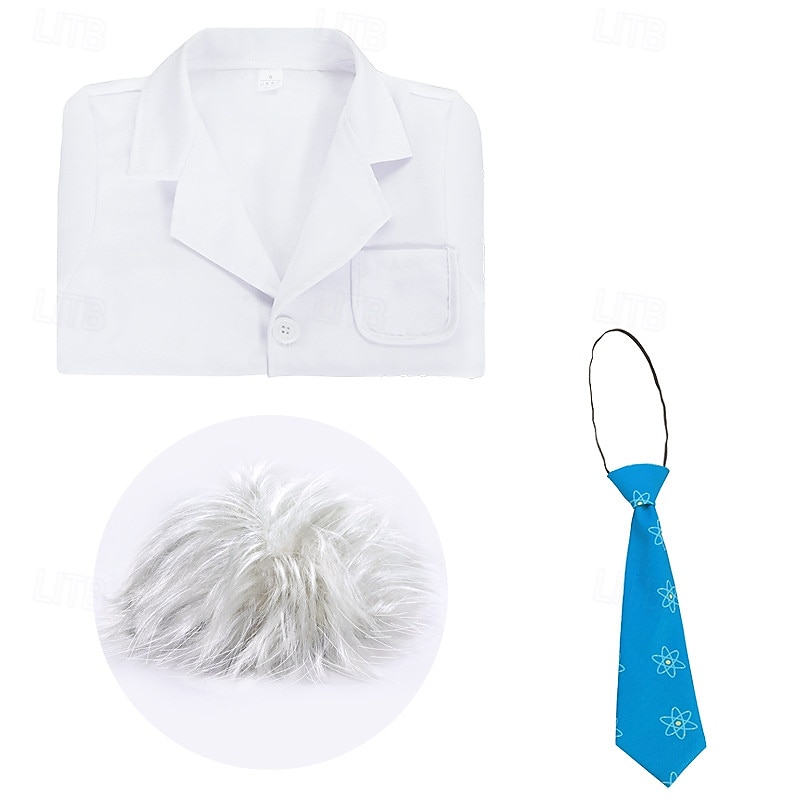 Scienziato Fisico Giornata STEM Parrucche cosplay Costume Cosplay Ragazzi Bambini Performance Vestirsi in modo educativo Vestiti per eventi scolastici Halloween Costume di Carnevale facile del 2025 a kr.370 –P9