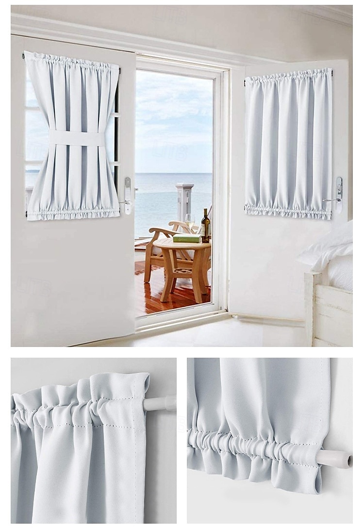Zasłony okienne blackout wiejskie zasłony izolujące termicznie redukujące hałas prywatne zasłony z faux lnu do patio/drzwi francuskich/szklanych 1 panel 2025 - €10.99 –P6