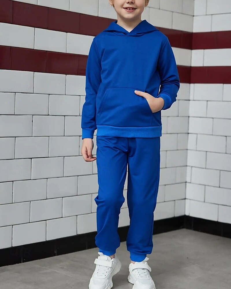 Ragazzi 3D Tinta unica Set Felpa con cappuccio & Pantaloni della tuta Tuta sportiva Tute da ginnastica Manica Lunga Primavera Autunno Quotidiano Essenziale Casual Bambini 4-12 Anni Con cappuccio del 2025 a $26.99 –P6