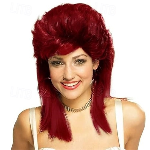 Parrucche Mullet per Donne Ricce Morbide Resistenti al Calore Capelli Lunghezza Spalla Parrucca Cosplay da Rocker degli Anni '80 Parrucche di Halloween del 2025 a $25.99 –P3