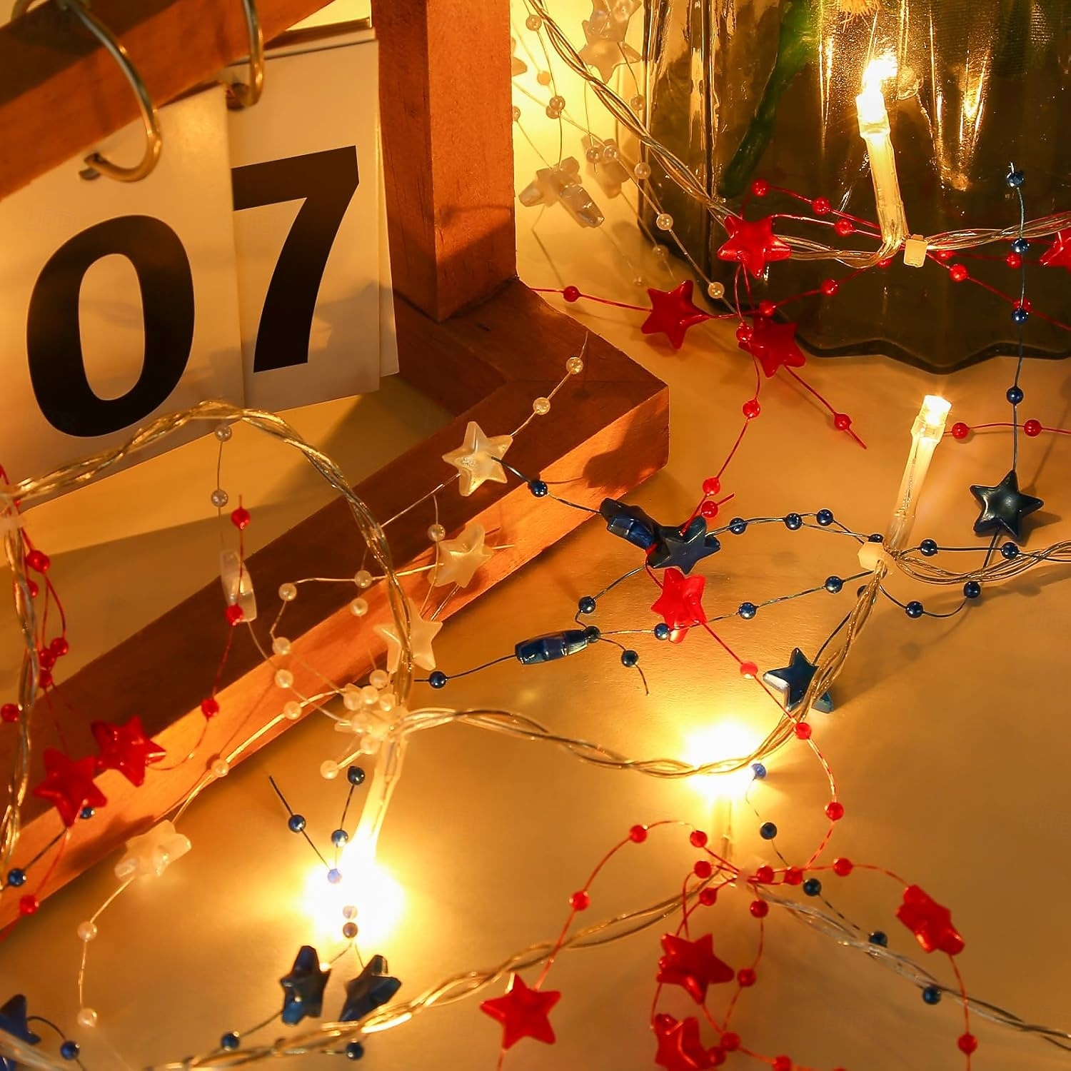 1 Pz Luce Decorativa a Stringa con 30 LED 3M Patriottica per il 4 Luglio Giorno dell'Indipendenza 250° Anniversario Giorno della Memoria Stringa di Luci Decorativa a Stelle Rosse Bianche e Blu Tema del 2026 a $12.99 –P5