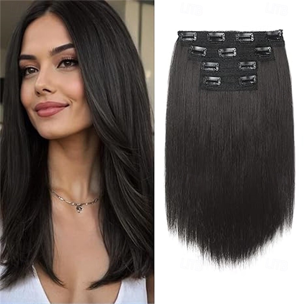 Extension per capelli, 14 clip corte, 4 pezzi, lisce, naturali, sintetiche, morbide, per donna - grigio argento del 2025 a $26.99 –P3